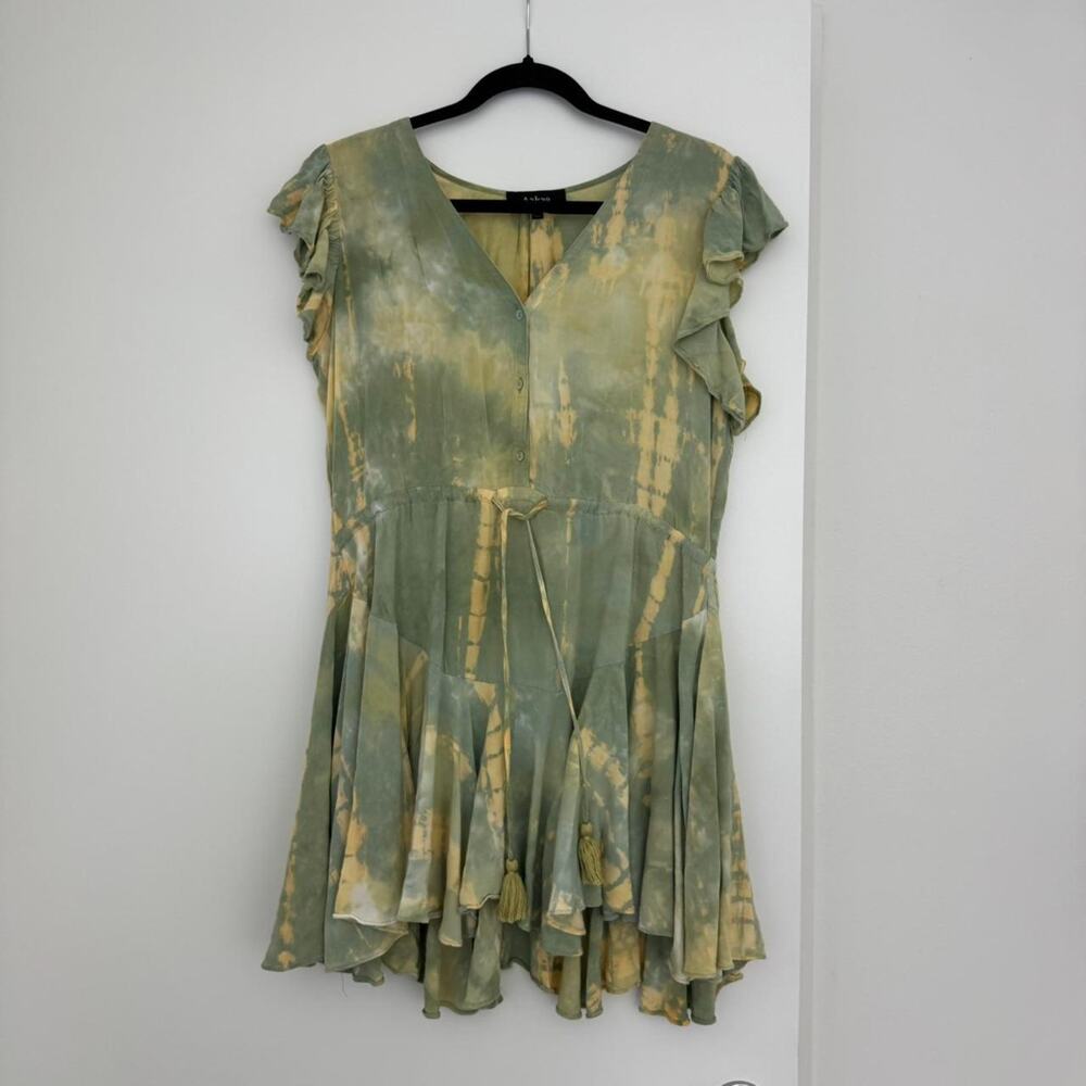 Aakaa green tie dye ruffle fairy dress - Picture 5 of 8